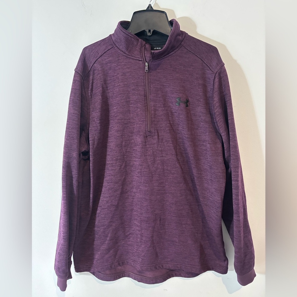 Under Armour Womens Large Purple Quarter Zip Loose Fit Long Sleeve Pullover